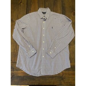 Ralph Lauren Stretch Button‎ Down Shirt Plaid Checkered Long Sleeve L